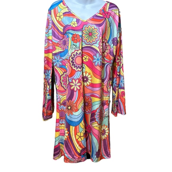 1970's Flower Power Hippie Dress - Picture 6 of 16